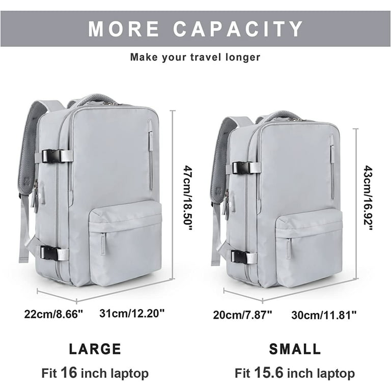 Large Travel Backpack for Women Men, Carry On Backpack for Traveling on  Airplane,Laptop Backpack with Shoe Compartment, Flight Approved Personal  Item Travel Bag Waterproof Luggage Backpack Grey 
