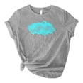 thumbnail image 1 of Pompotops Mode Femmes T-Shirt Imprimé Soleil Lune Col Rond Manches Courtes Tee Décontracté, 1 of 3