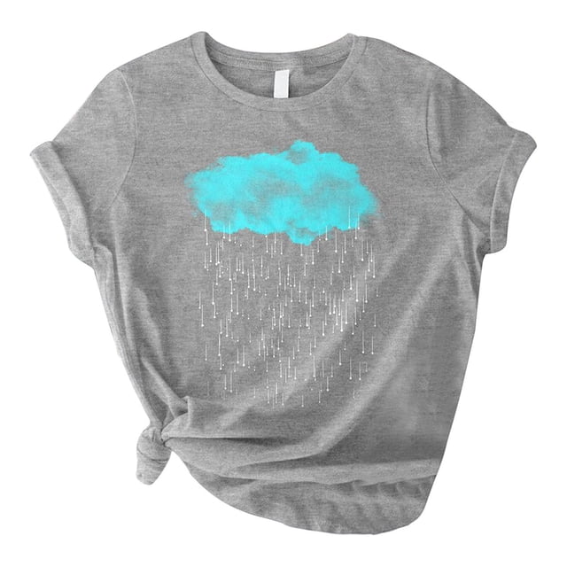 Pompotops Mode Femmes T-Shirt Imprimé Soleil Lune Col Rond Manches Courtes Tee Décontracté