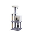 thumbnail image 1 of Vibrant Life 47" Minimalist Cat Tree with Condo, Perch, Jute Scratching Posts and Massager, Gray, 1 of 9