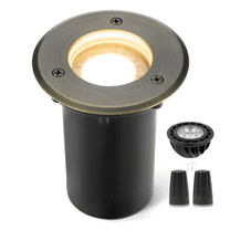 Gardenreet Low Voltage Well Lights, Brass Waterproof 12V LED Outdoor Landscape Lighting In Ground Lights with 5W MR16 LED Bulb 2700K Warm White(Small)
