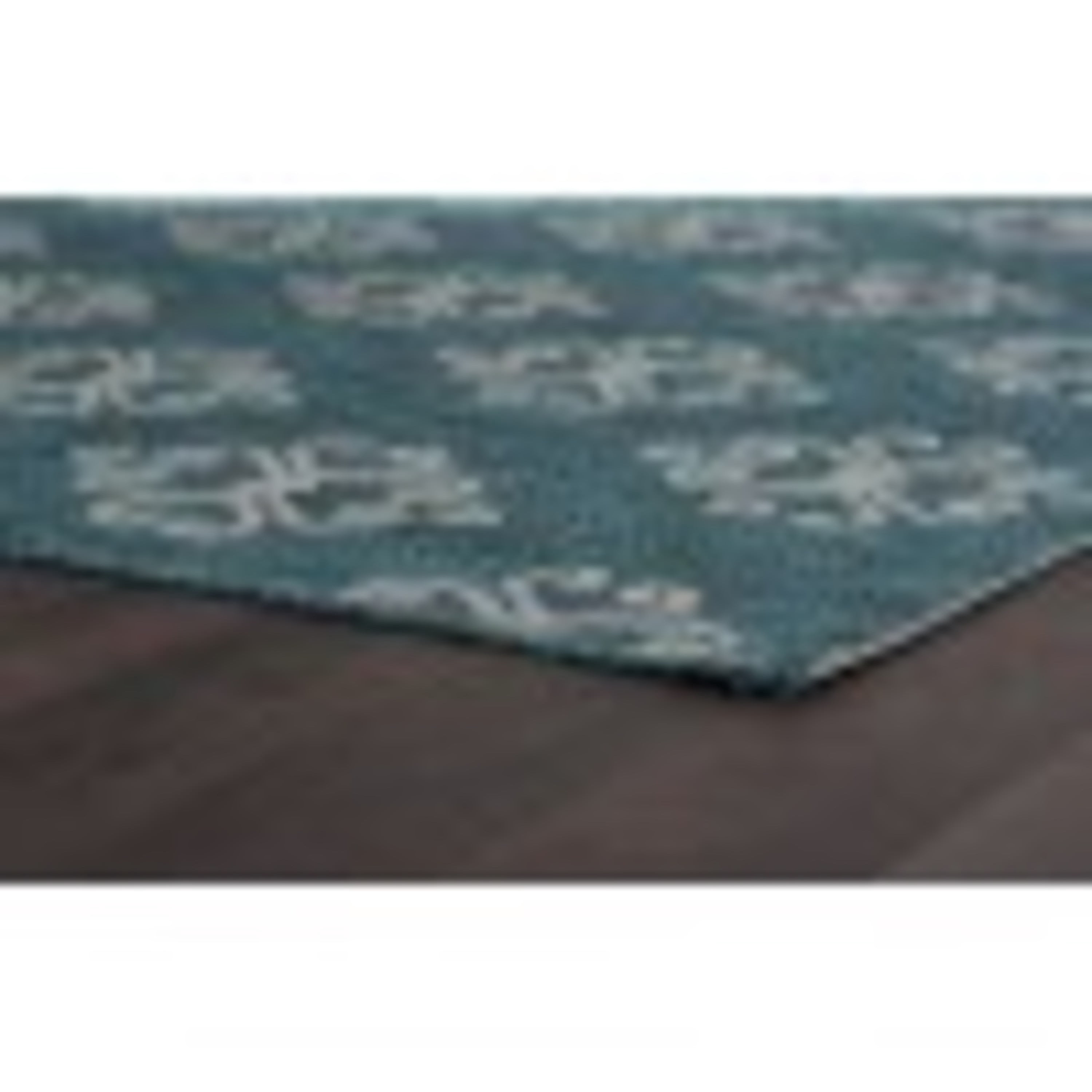 Bliss Rugs Damask Large Indoor Outdoor Area Rug for Patio, Porch, Garden | Teal - Light Gray, 7'10''x10'3''