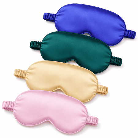 4PCS Silk Eye Mask for Sleeping Soft Eye Cover for Sleeping Blackout Eye Mask with Elastic Strap Satin Blindfold Night Eyeshade for Women Men Kids(Gold)