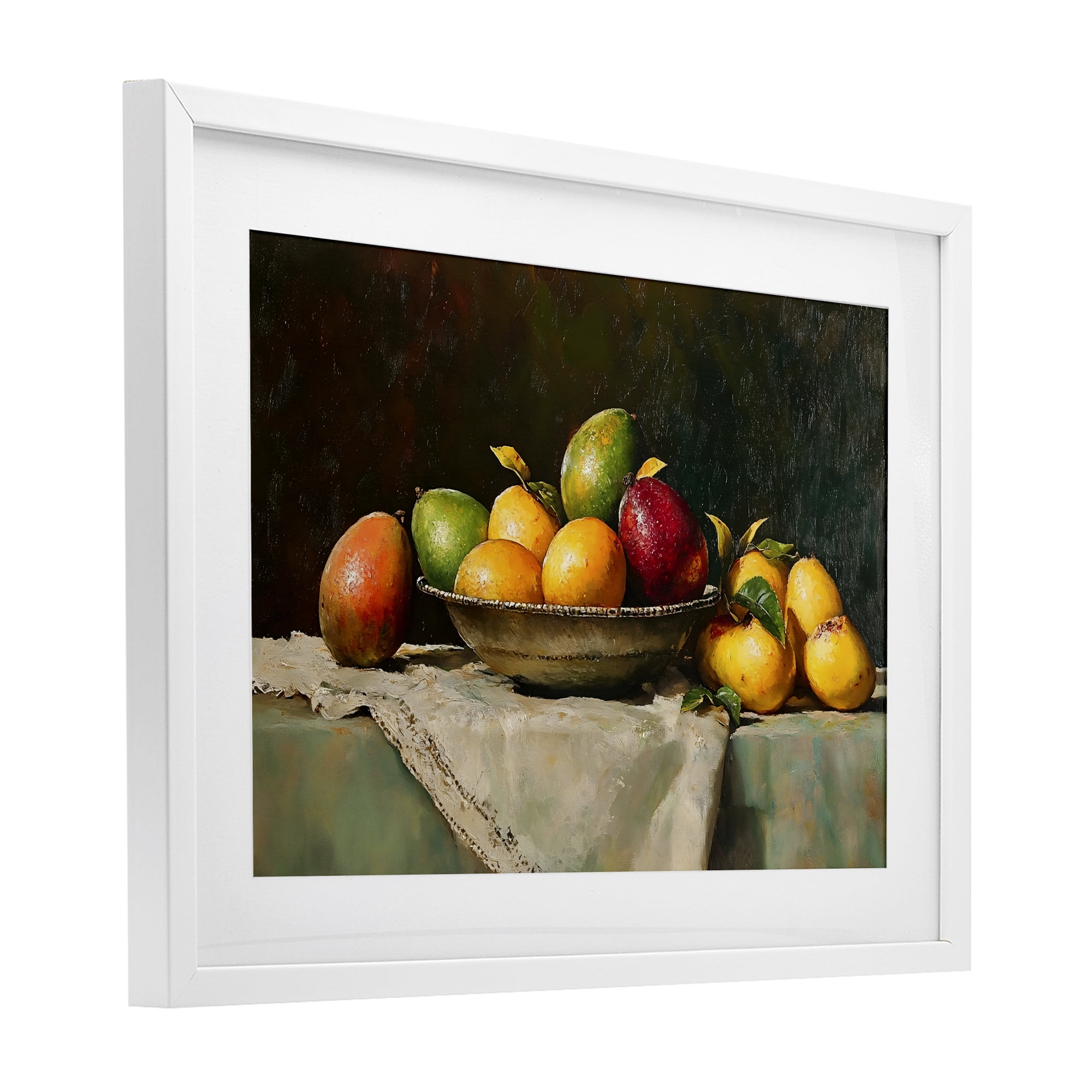 Stupell Industries Fancy Table Fruit Arrangement White Framed Print Under Glass, design by Creative Studio