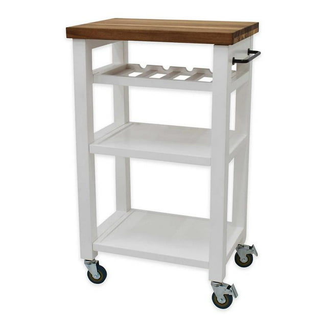 Steve Silver Belden Solid Wood White Kitchen Cart with Casters