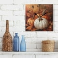 thumbnail image 3 of Square Wall Clock Silent Non-Ticking Battery Operated Retro 7.78" Clock for Bedroom Living Room Decor Three Pumpkins and Leaves, 3 of 8