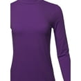 thumbnail image 4 of A2Y Women's Basic Solid Soft Cotton Long Sleeve Mock Neck Top Shirts Dark Purple L, 4 of 5