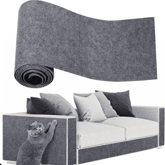 Adhesive Cat Scratch Couch Furniture Protector, DIY Climbing Cat Scratcher Pad Deterrent for Cat Claw Scratching, LightGrey 39.3x15.8In Indoor