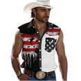 thumbnail image 4 of Purcolt Mens Button Down Tank Tops Dressy Casual Print Lapel Collar Sleeveless Vest Vintage Western Cowboy Loose Fit Shirts with Pocket, 4 of 6