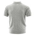 thumbnail image 2 of Daiosportswear Men'S Vintage Cable Knit Polo Relaxed Stretchy Soft Textured Shirt Short Sleeve Casual Summer Tee Gray XXL(XXL), 2 of 7
