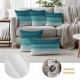thumbnail image 6 of Teal Turquoise Ombre Outdoor Waterproof Pillow Covers, Modern Abstract Gradient Lines Decorative Square Throw Pillowcase Sofa Cushion Sham for Patio/Couch/Chair, 26"x26" 2 Pack, 6 of 8