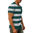 thumbnail image 5 of WAYUTE T Shirts for Men V Neck Short Sleeve Patchwork Color Striped Printed Stretch Fit Tee Tops with Front Pocket Beach Casual Outdoor Tshirts, 5 of 7