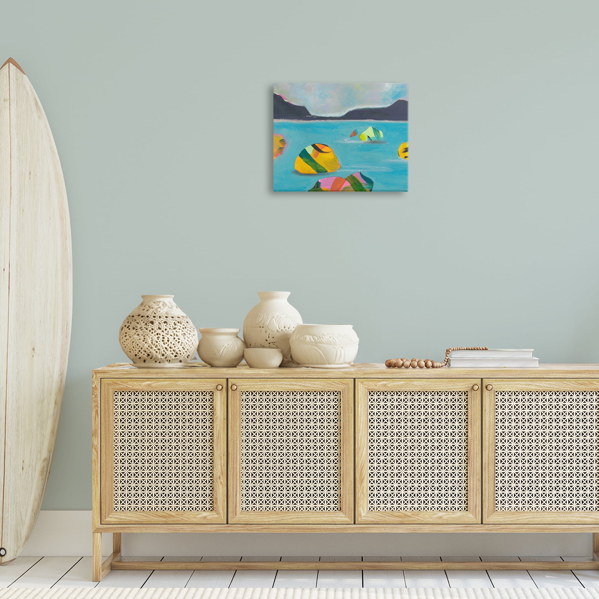 Stupell Industries Sea Buoys Floating Landscape & Nature Painting Wrapped Canvas Art Print Wall Art, 20 x 16