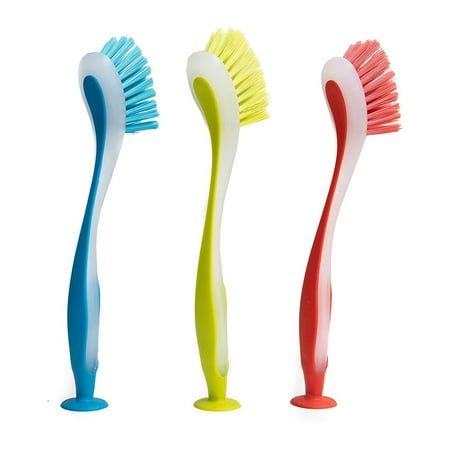 

2024 Home 3 Pieces Cleaning Brush Kitchen Utensil Suction Long Handle Colorful Dishwashing Brush Cleaning Brush