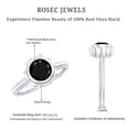 thumbnail image 5 of Rosec Jewels Real Black Onyx Flower Engagement Ring 1 Carat - Bezel Set Onyx Solitaire Ring - AAA Grade - with Jewelry Box, 18K White Gold, US 9.00, 5 of 8