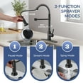 thumbnail image 3 of TVOFEK Stainless Steel Kitchen Faucets with Pull Down Sprayer 3-Mode, Black Spring Kitchen Sink Faucet with Deck Plate fits 3 Hole for RV Laundry Vessel, 3 of 13