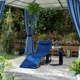 thumbnail image 3 of Yardi Yarda Folding Outdoor Chaise Lounge Chair Tanning Chair with 5-Level Adjustable Back, Side Table, Pillow, Pocket, Dark Blue, 3 of 11