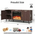 thumbnail image 3 of BOSSIN 58" Brown Mid Century Modern TV Stand with Fireplace, Entertainment Center up to 65" TV,Electric Fireplace TV Stand for Living Room, 3 of 7
