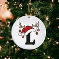 thumbnail image 2 of Luoshdecor Christmas Tree Letter Ornaments 2025，26 Initial Xmas Elk Hat Hanging Pendant,Xmas Gift for Home fireplace Party 3.15in (L), 2 of 9
