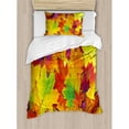 thumbnail image 3 of Fall King Size Duvet Cover Set, Different Colored Vibrant Many Autumn Maple Leaves Nature in November Scenery Photo, Decorative 3 Piece Bedding Set with 2 Pillow Shams, Yellow Purple, by Ambesonne, 3 of 3