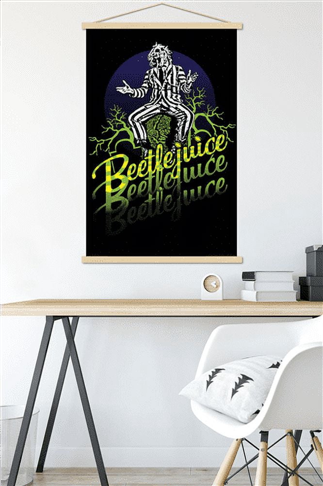 Beetlejuice - Yellow and Green Neon Wall Poster with Magnetic Frame, 22.375" x 34"