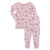 Little Star Organic Pure Organic Baby Girls and Toddler Girls Soft Cotton Thermal Long Johns Pajamas, 2-Piece Set