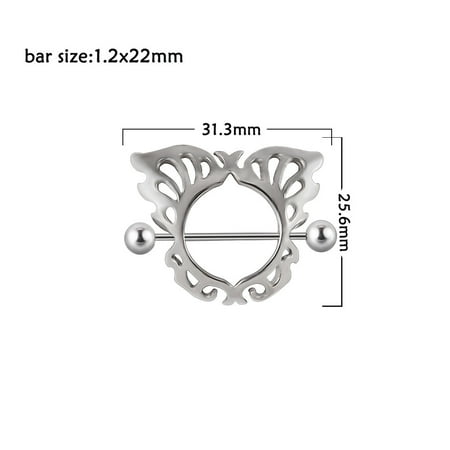 304 Stainless Steel Nipple Shield Stainless Steel Color Butterfly 25.6x31.3mm