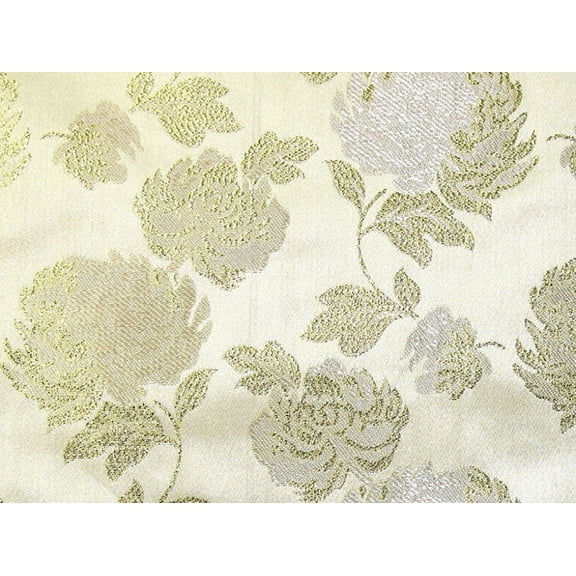 Minerva Metallic Woven Brocade Fabric Cream - per yard