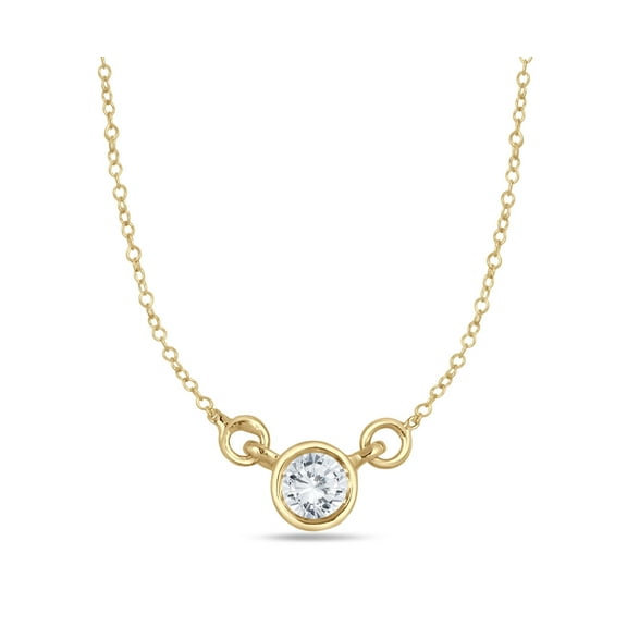 SZUL Women's 1/4 Carat Diamond Bezel Pendant in 14K Yellow Gold (J-K-L Color, I2-I3 Clarity)