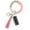 1 Pcs-candy Pink, variant on Women Silicone Beads Key Ring Chain Wristlet Keychain Bracelet with Card Holder Leather Tassel Bangle