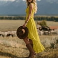 thumbnail image 6 of Tqcoqu Summer Dresses for Women 2026 Dressy Casual Deep V Neck Tank Dress Elegant Flowy Ruffle Sleeveless Sundresses,Yellow Women's S-XXXL, 6 of 6
