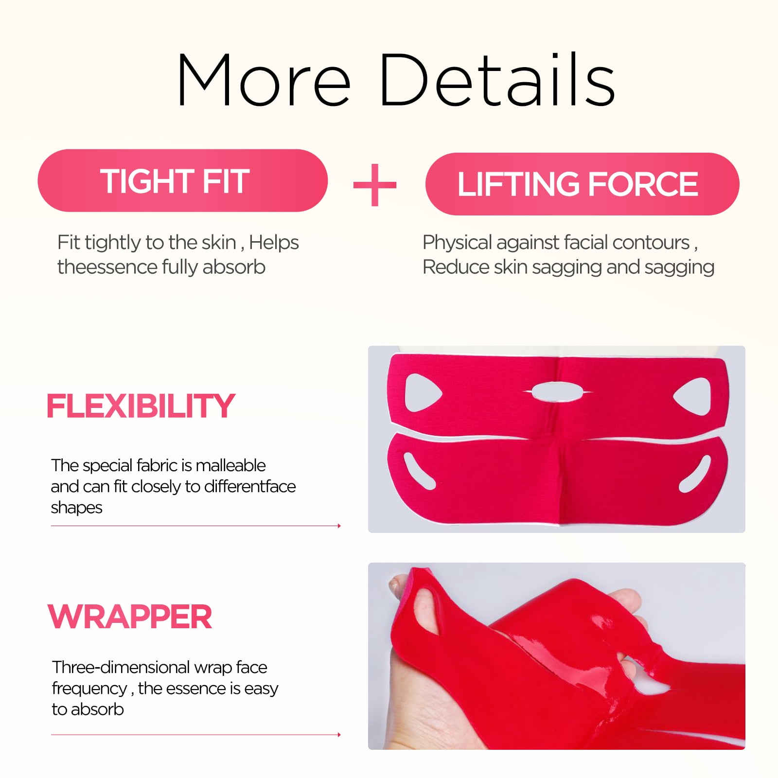 APPTI Red V-Line Lifting Mask 6-Piece Set – Intensive Contouring & Firming Treatment for Defined Jawline and Lifted Facial Appearance, Professional-Grade Mask for Visible Results