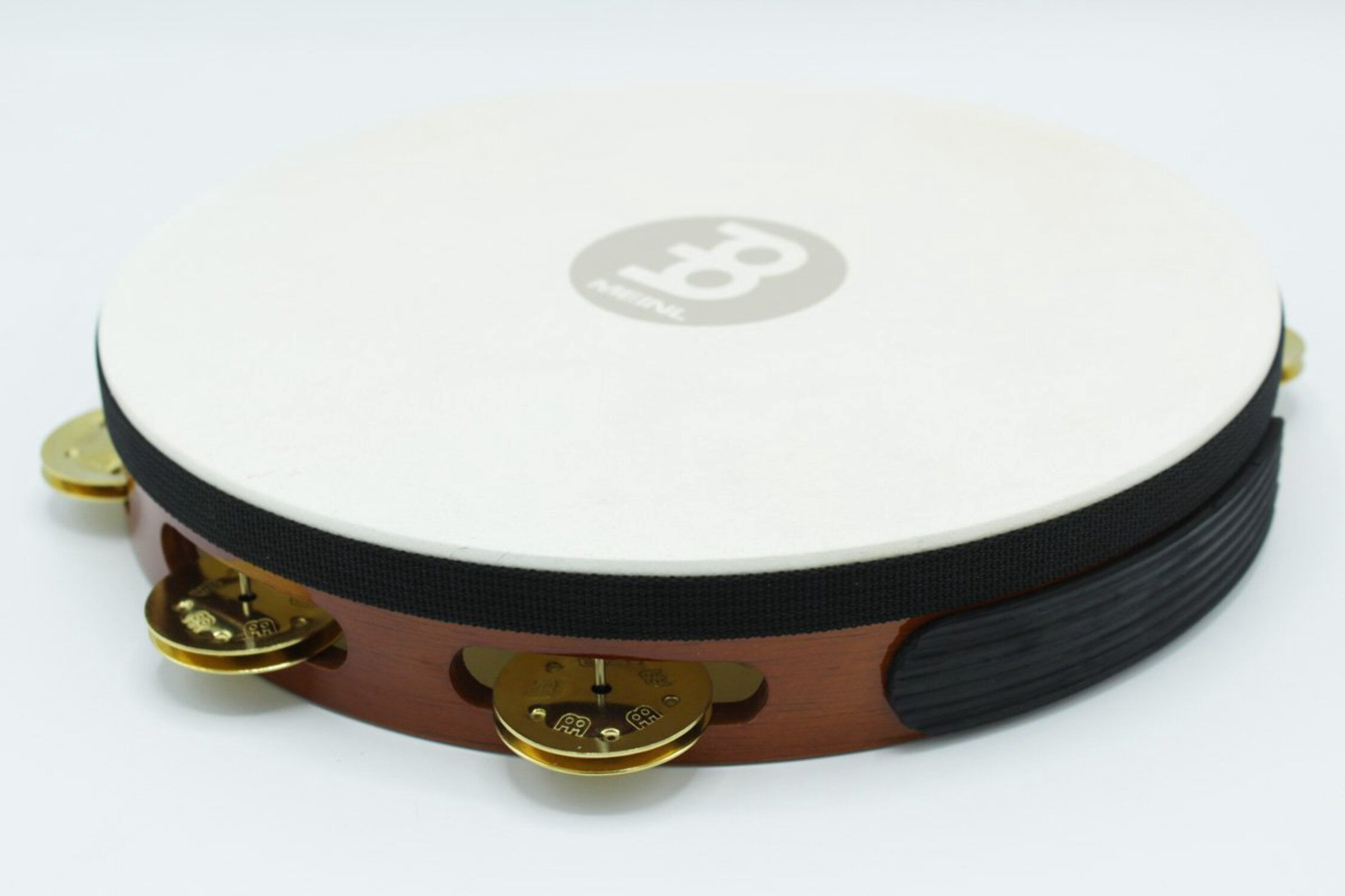 MEINL Traditional Goat-Skin Wood Tambourine Single Row Brass Jingles