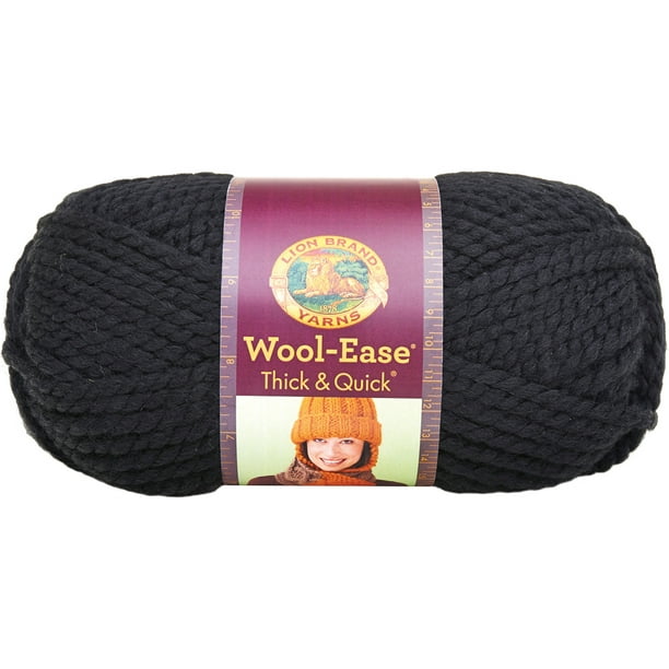 Lion Brand Yarn Wool-Ease Thick & Quick Black Walnut Super Bulky Acrylic,  Wool Black Yarn 