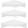 thumbnail image 2 of Corner Shelf Wall Mount, Set of 3 Floating Corner Shelves with Cord Hole, 3 Tier Wood Wall Display Shelf, Storage for Bathroom Living Room Kitchen Bedroom, Rustic Brown and Black, 2 of 9