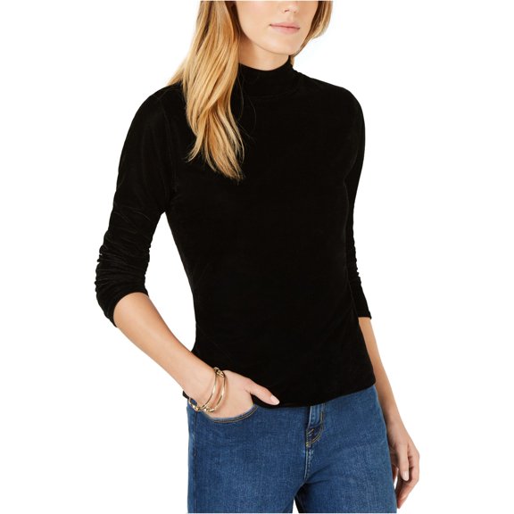 bar III Womens Velvet Front Pullover Blouse, Black, XX-Large
