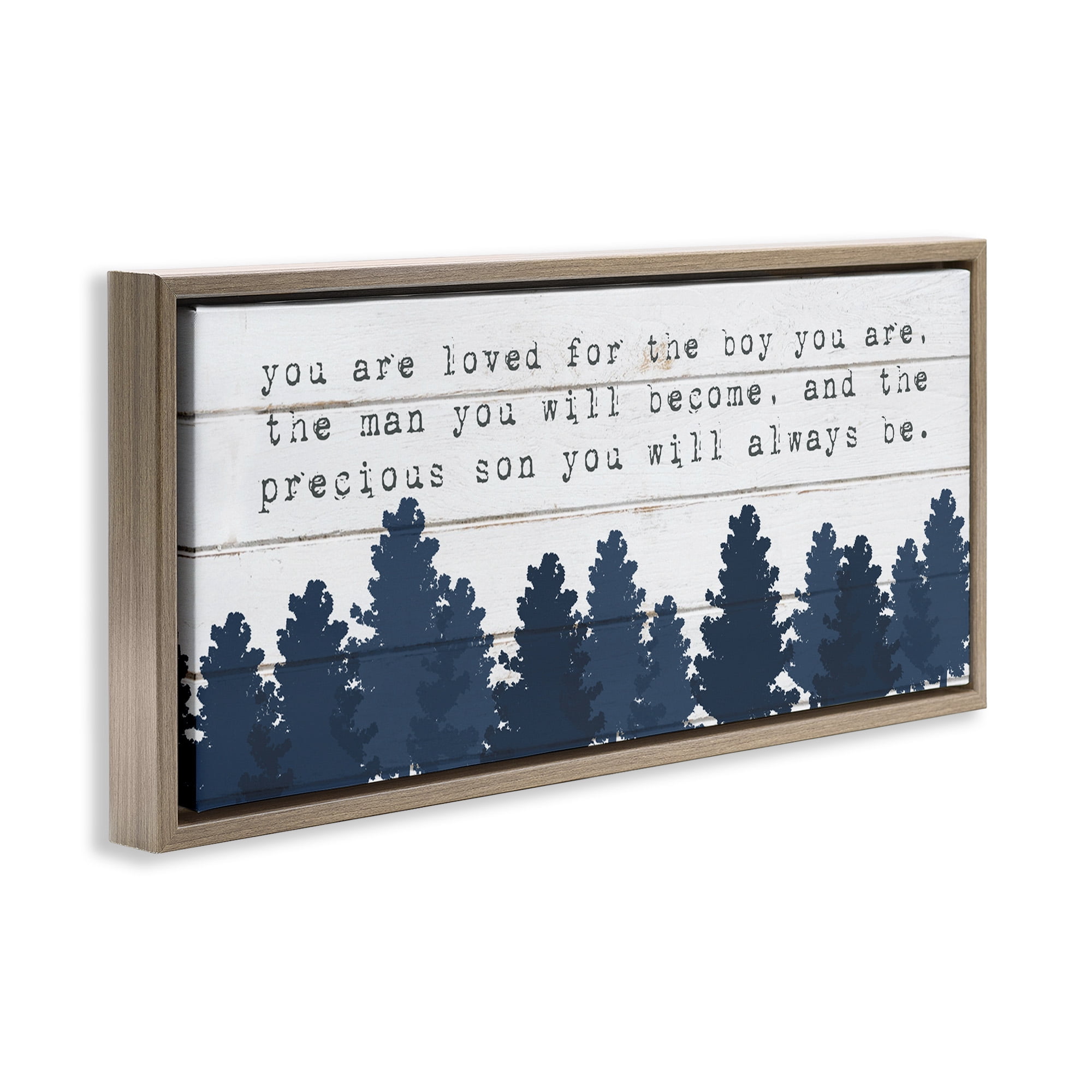 Stupell Industries Precious Son You Are Phrase Art for Kids Painting Brown Floater Framed Canvas Art Print Wall Art, 25 x 11