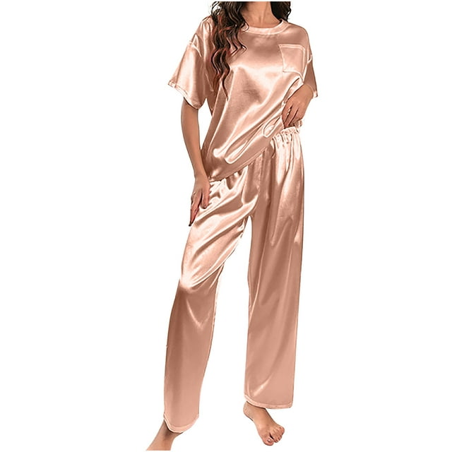 RQYYD Silk Pajamas for Women Pajama Set for Womens Satin Silky Pajama ...