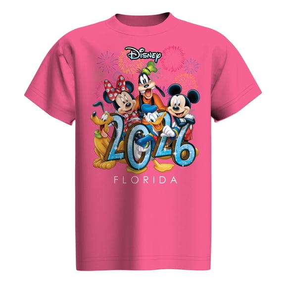 Disney Mickey & Friends Florida Pink Youth Tee Shirt, XS-L (Girl's)