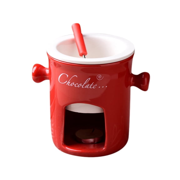 Piwvid Sweet Fondue Cup Set, Ceramic Chocolate Melting Mug with Forks, Multifunction Meltie Cup for Chocolate and Cheese, Ideal for Romantic Date Nights, Birthdays, and Wedding Gifts