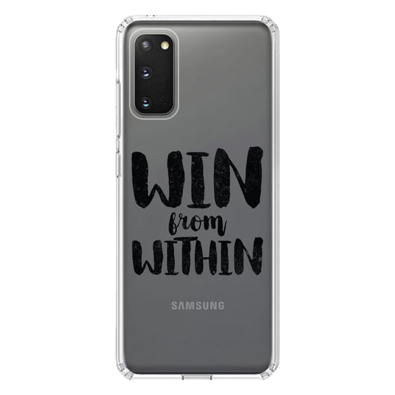 DistinctInk Clear Shockproof Hybrid Case for Galaxy S20 ULTRA / 5G (6.9" Screen) - TPU Bumper Acrylic Back Tempered Glass Screen Protector - Win From Within