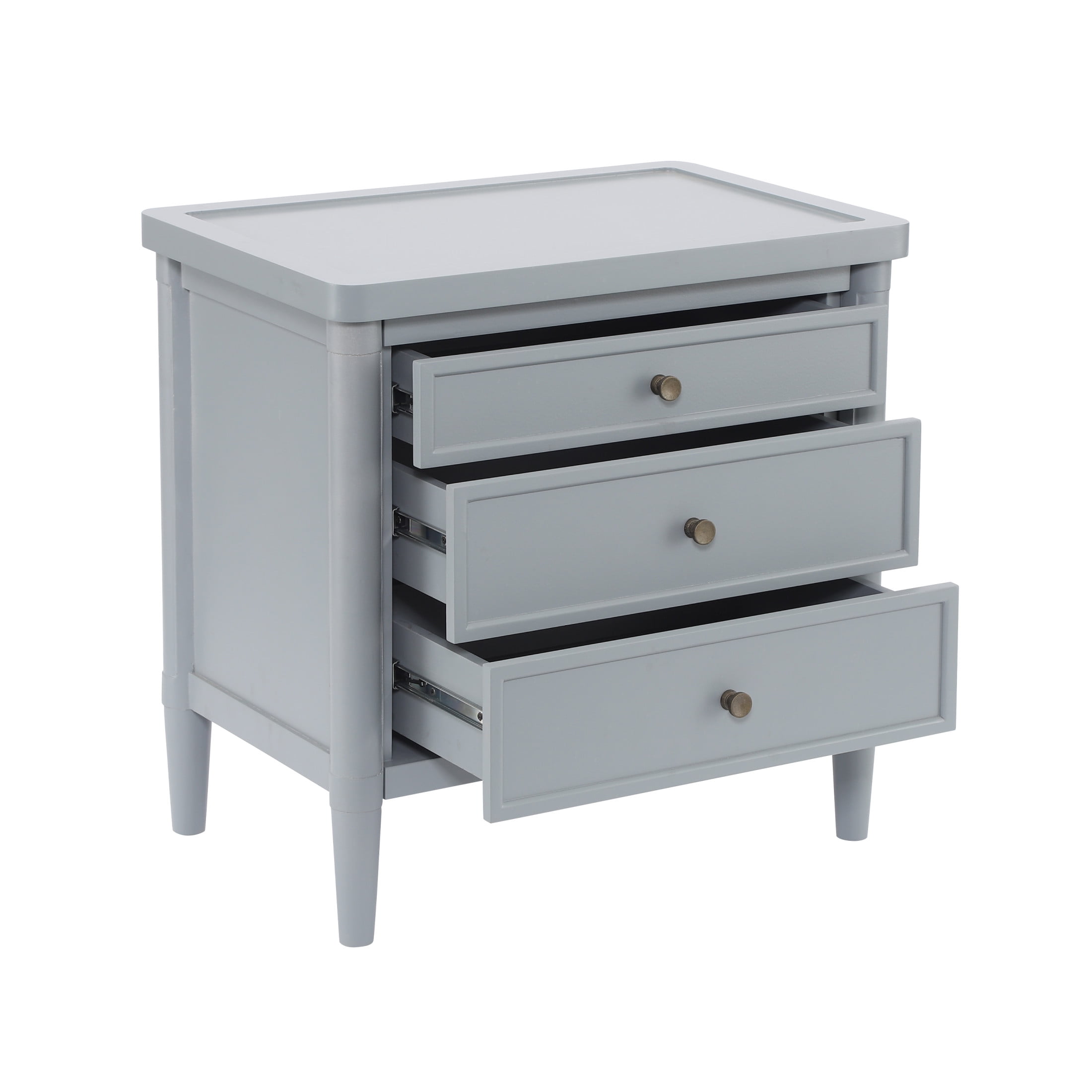 Christopher Knight Home 23.6"W Modern Nightstand with 3 Drawers, Bedside Storage Table, Light Gray