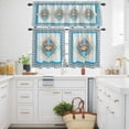thumbnail image 3 of Ocean Crab Kitchen Curtains Valances and Tiers Set of 3 Abstract Coastal Nautical Geometric Floral Stripe Plaid Tier Curtains and Valance with Rod Pocket for Small Windows, 27.5"x24", 3 of 9