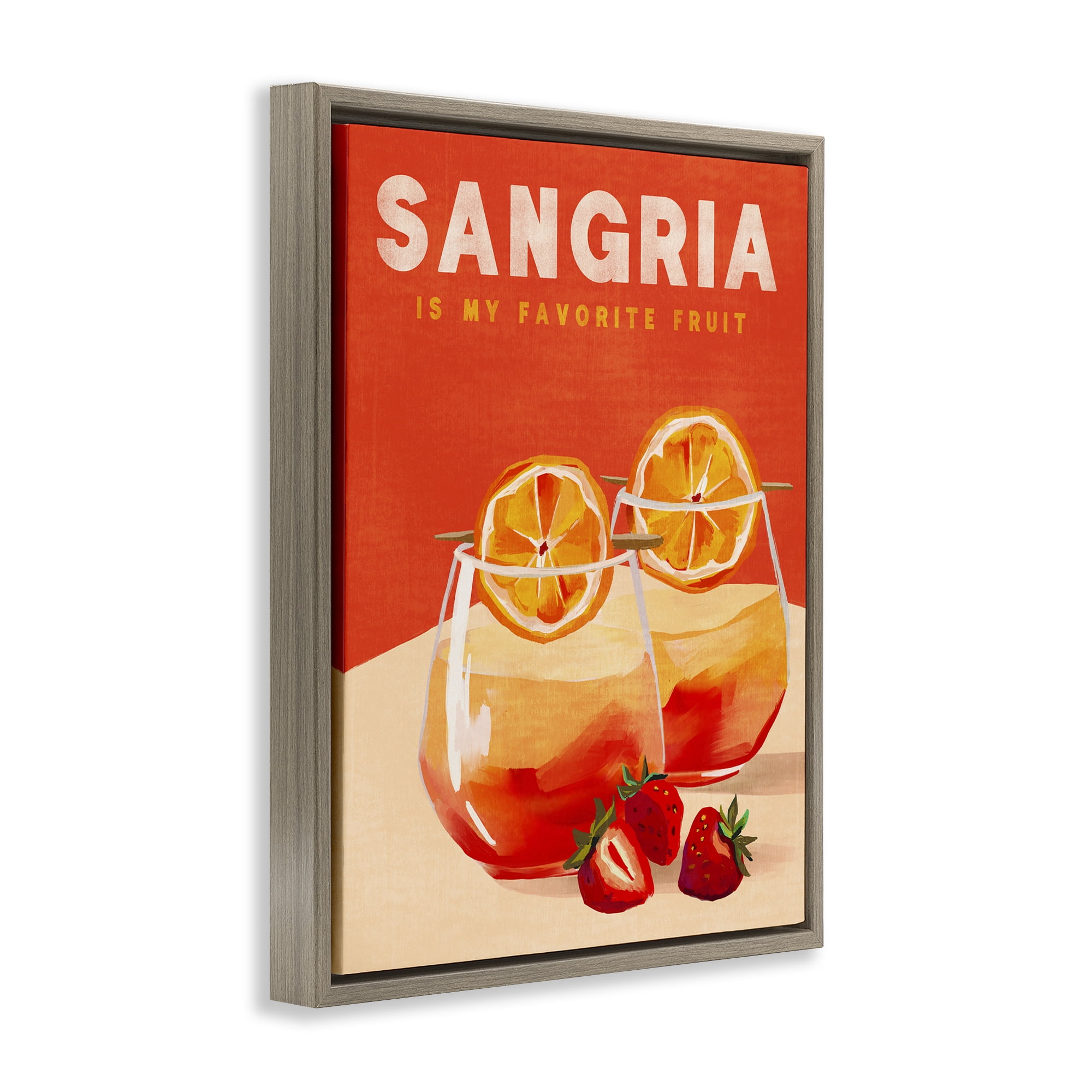 Stupell Industries Sangria Favorite Fruit Food & Beverage Painting Brown Floater Framed Canvas Art Print Wall Art, 17 x 21