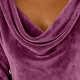 thumbnail image 3 of Ohufall Women's Cozy Dresses Long Sleeve Soft Velvet Casual Dresses Lightweight Cowl Neck Solid Dress, 3 of 7