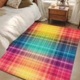 thumbnail image 4 of 3'x5' Area Rugs, Colorful Plaid Indoor Outdoor Area Rug for Living Room Bedroom, Modern Chic Rainbow Gradient Striped Washable Bathroom Rugs Kitchen Floor Carpet Mats Home Decor Aesthetic, 4 of 8