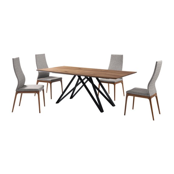 Pria Swivel Upholstered Dining Chair in Gray Fabric with Black Metal Legs - Set of 2