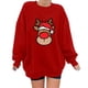 thumbnail image 1 of Top de suéter con estampado navideño de manga larga con cuello redondo para mujer primavera otoño Pompotops FGAJ10752, 1 of 5