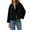 Black, variant on Women's Fashionable and Elegant Solid Color Lapel Woolen Short Thick Long-sleeved Coat Army Green L