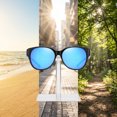thumbnail image 4 of Big Round Sunglasses Men Women Oversized Blue Tinted Lens Frame UV Protection Transparent Champagne Shades for Travel Driving Outdoor, 4 of 6